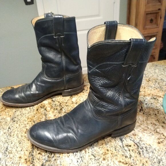 Justin 3024 Roper Boots - Mens - Size 9 EE - Blue Western Leather - Picture 3 of 12